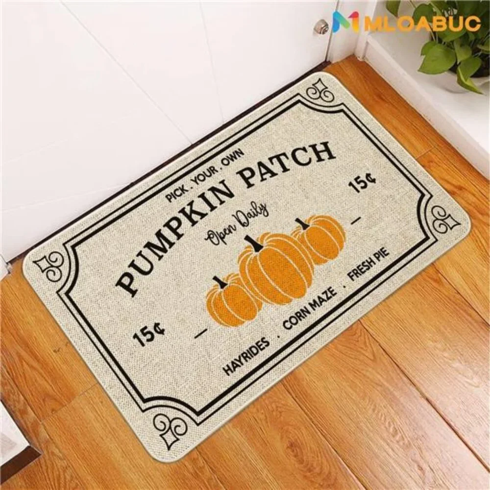 Fall Decor Door Mat 17x30 Inch Fall Farmhouse‎ Pumpkin Patch Indoor Floor Mat